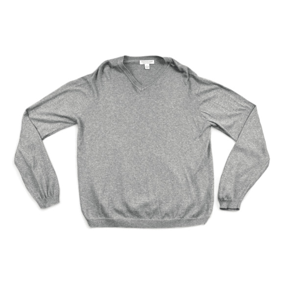 Pronto Uomo Sweater Adult LARGE Gray Cashmere Cotton Blend V Neck Mens Casual - Picture 1 of 5
